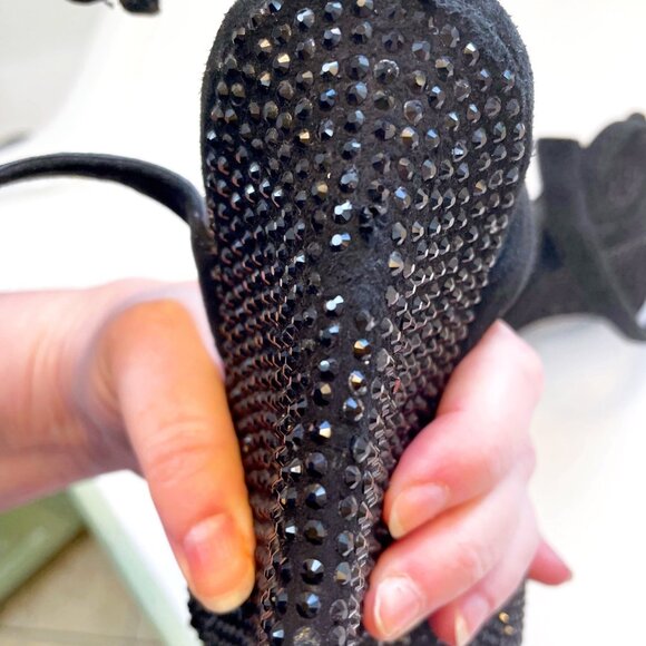 Tory Burch Black Lila Embellished Wedge Heels, Size 6 - Picture 9 of 10